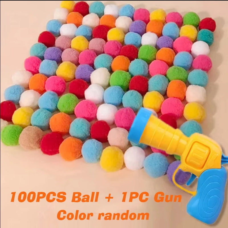 Fun Cat Toy Interactive Launcher Training Game for Indoor Pet Kitten Mini Shooting Gun Toy Stretch Plush Ball Toys Cat Supplies