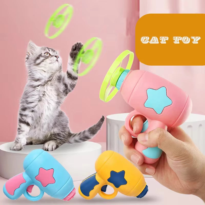 Fun Cat Toy Interactive Launcher Training Game for Indoor Pet Kitten Mini Shooting Gun Toy Stretch Plush Ball Toys Cat Supplies