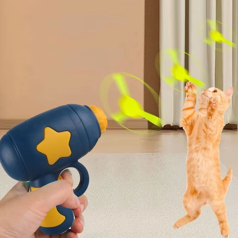 Fun Cat Toy Interactive Launcher Training Game for Indoor Pet Kitten Mini Shooting Gun Toy Stretch Plush Ball Toys Cat Supplies