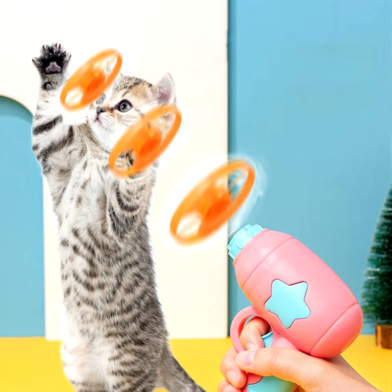 Fun Cat Toy Interactive Launcher Training Game for Indoor Pet Kitten Mini Shooting Gun Toy Stretch Plush Ball Toys Cat Supplies