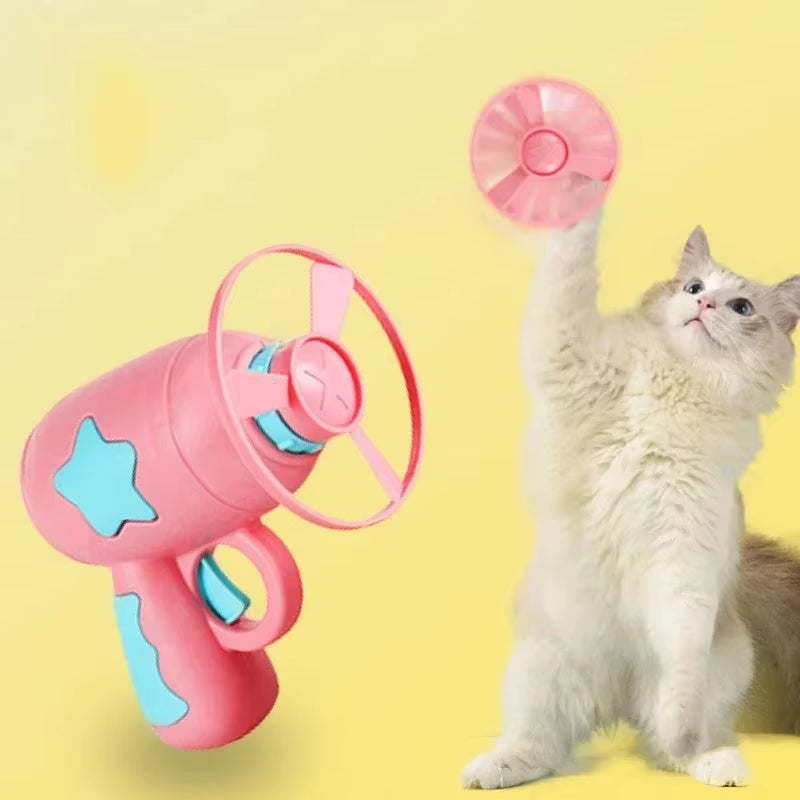 Fun Cat Toy Interactive Launcher Training Game for Indoor Pet Kitten Mini Shooting Gun Toy Stretch Plush Ball Toys Cat Supplies