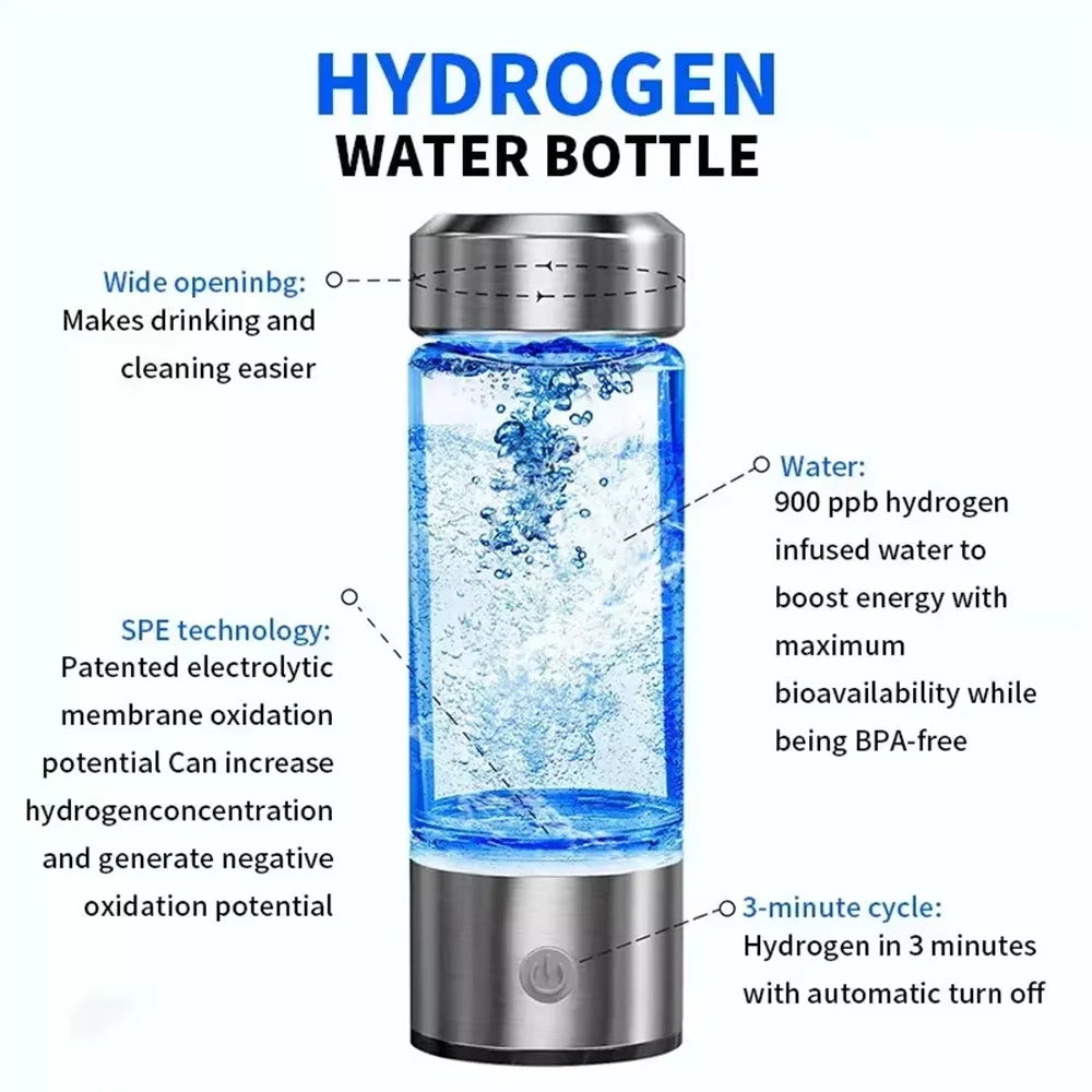 1Pc 450Ml Portable Hydrogen Water Generator 3 Minutes Mode High Concentration Hydrogen Water Generator